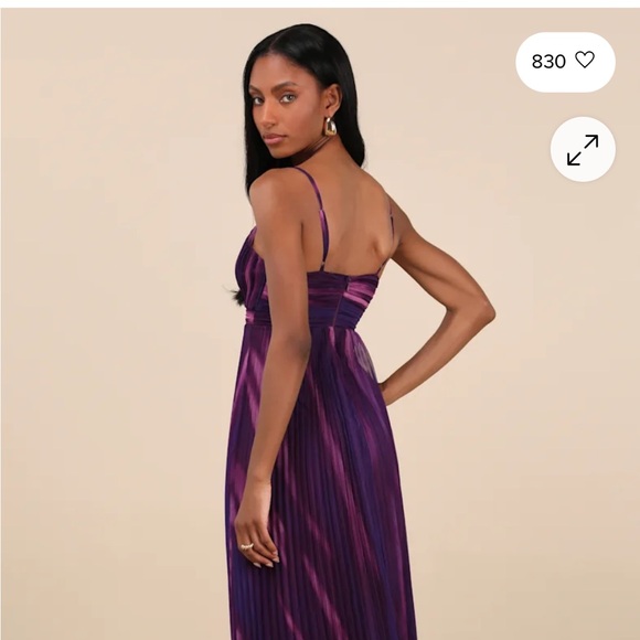 Lulu's Strapless Pleated Evening Dress in Purple and Magenta - Picture 4 of 4